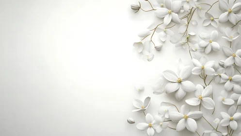 White flowers with golden centers arranged on soft background.