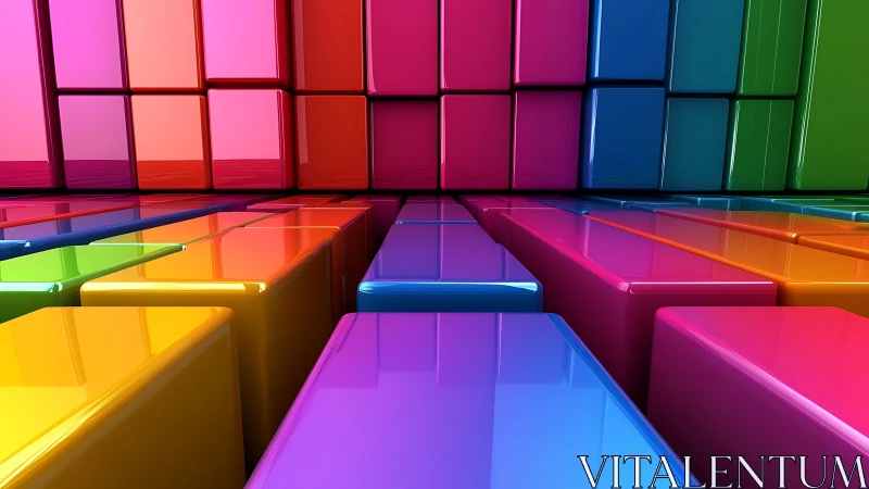 Chromatic blocks march forward like a glossy digital parade