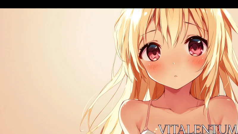 Soft-lit anime portrait uses warm gradients and glossy eye rendering