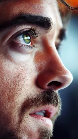 Emerald gaze on the horizon of thought, quiet thunder brewing.