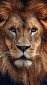 Golden-maned lion gazing with calm, thoughtful power.