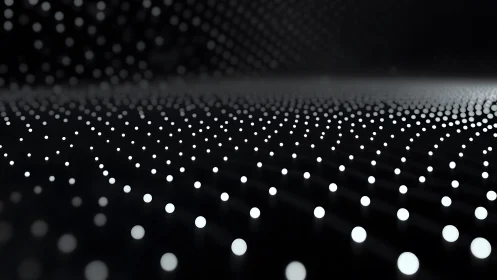 Abstract digital network of glowing white dots on a dark surface.