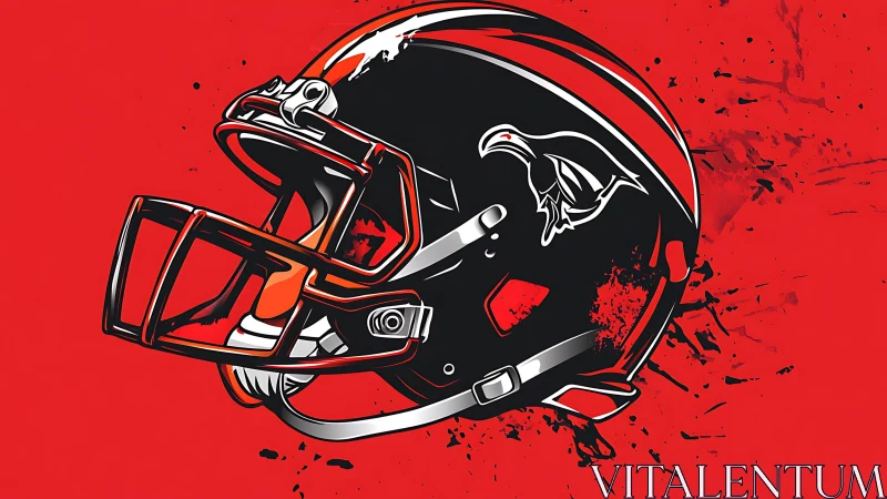 Red storm helmet slices through splattered graphic grit