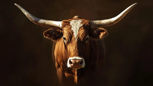 Cinematic longhorn guardian bathed in molten sunset light.