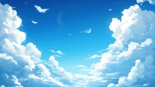 Cloud kingdoms cradle a sky of soaring white birds. Period.