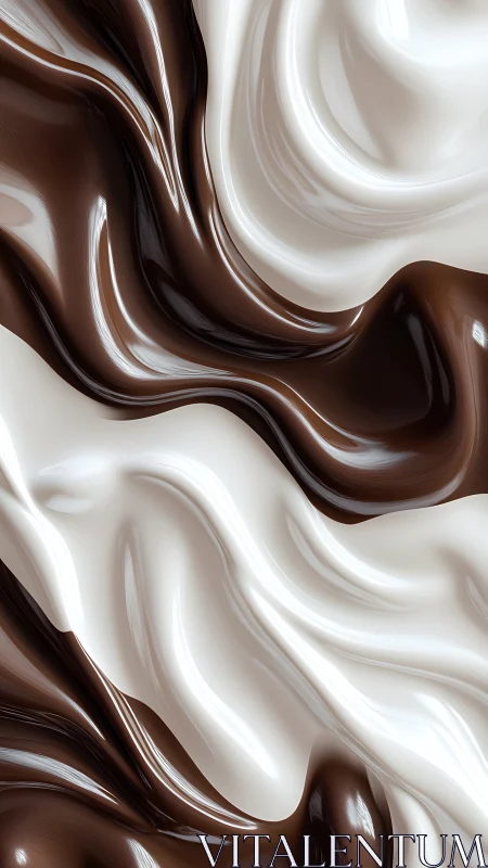 3D fluid chocolate and cream folds with high-gloss surface.