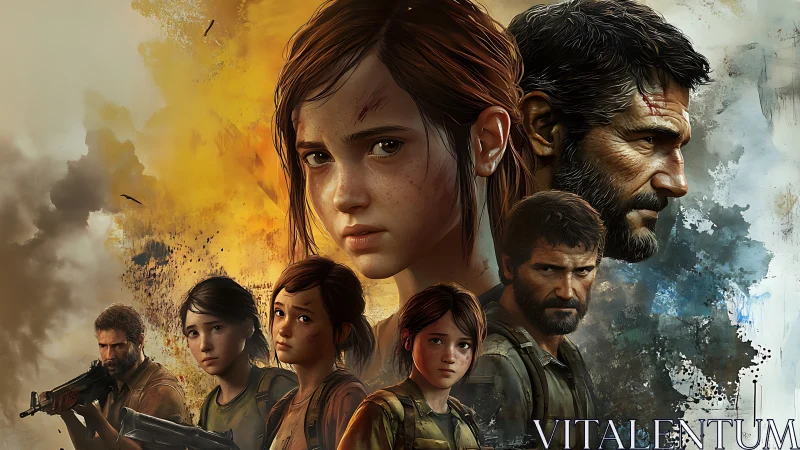 Postapocalyptic duo rendered in dramatic digital portraiture.