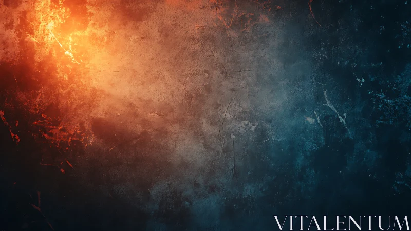 Fiery Gradient Meeting Dark Blue in Abstract Textured Composition