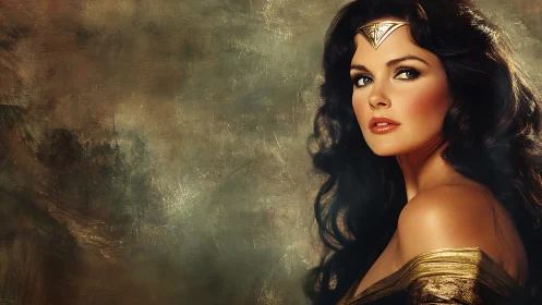 Golden-crowned warrior gazes back in soft, timeless light