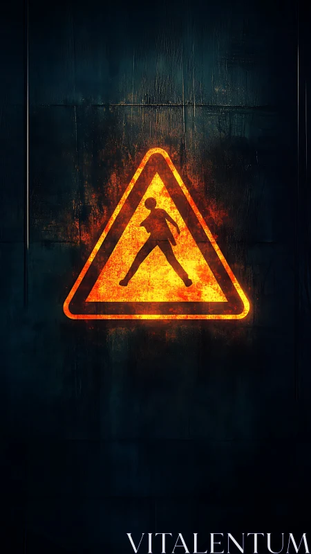 Incandescent Caution Symbol with Radiative Thermodynamic Glow.