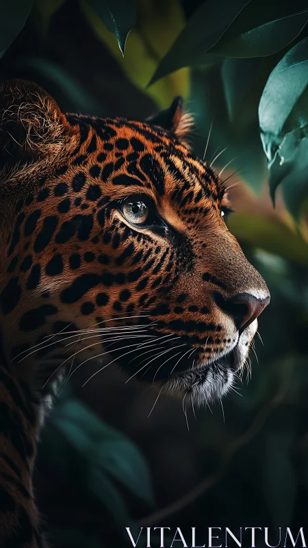 Jungle-burnished leopard studies the unseen horizon calmly