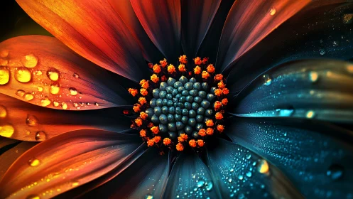 Macro Floral Composite with Radial Symmetry and Chromatic Contrast.