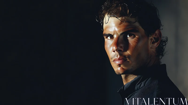 Male subject portrait with strong directional side lighting.