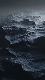 Endless stormy ocean swells roll into the dark horizon.