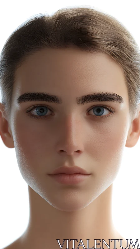 Calm digital portrait studies serene gaze and soft realism