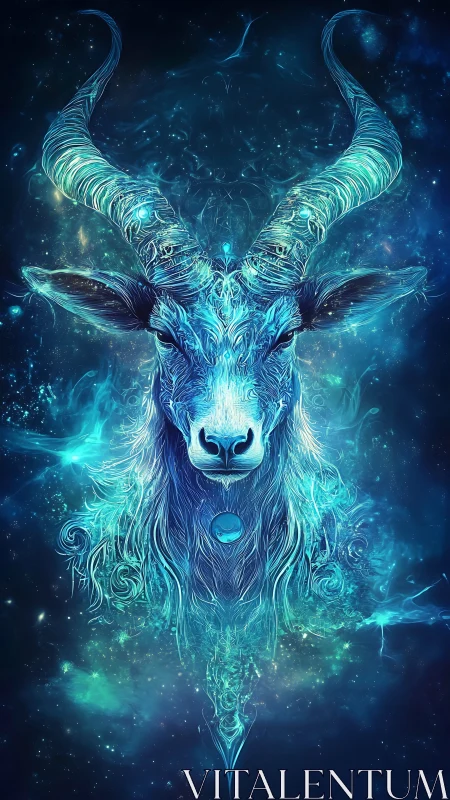 Starlit Capricorn spirit blazing through a cosmic tide.