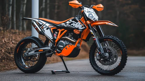 High-spec KTM enduro motorcycle with off-road suspension tuning