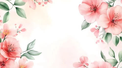 Blossoms Dance: Pink Watercolor Florals in Serene Harmony