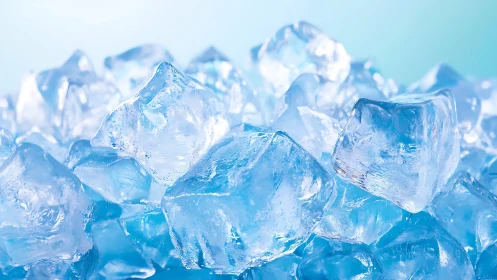 Ice cubes form a compact pile against a light background