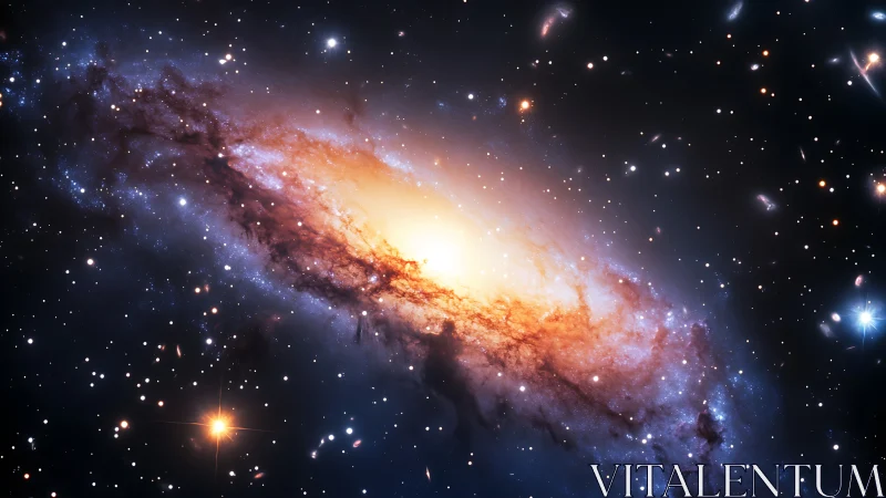 Spiral galaxy core with bright central starfield glow.