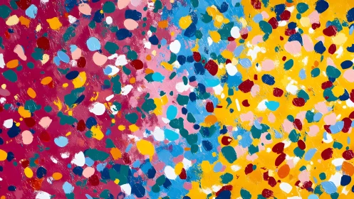 Vibrant abstract confetti painting with bold colors and dynamic style.