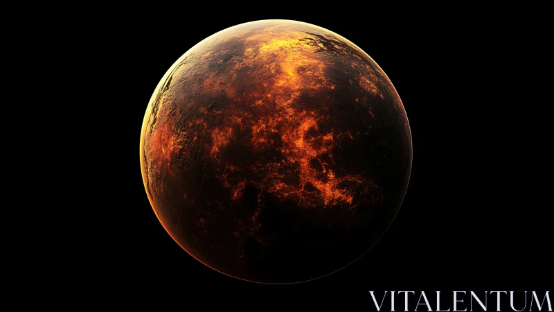 Molten exoplanet glows with erupting lava continents.