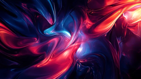 Chromatic fluid vortex with neon magenta and cyan luminance