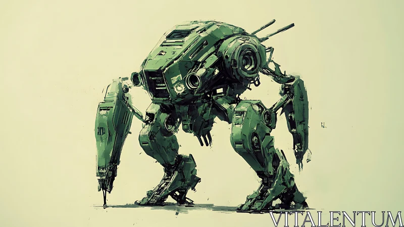 Military-style bipedal mech with articulated green armor.