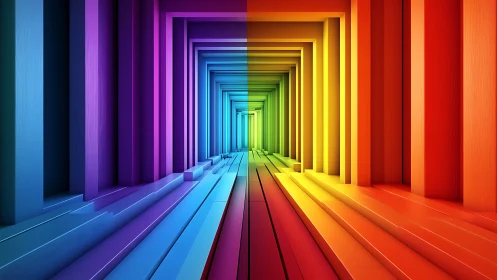 Chromatic corridor split into dual spectrum geometric bands.