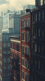 Morning light on quiet brick city facades and fire escapes.