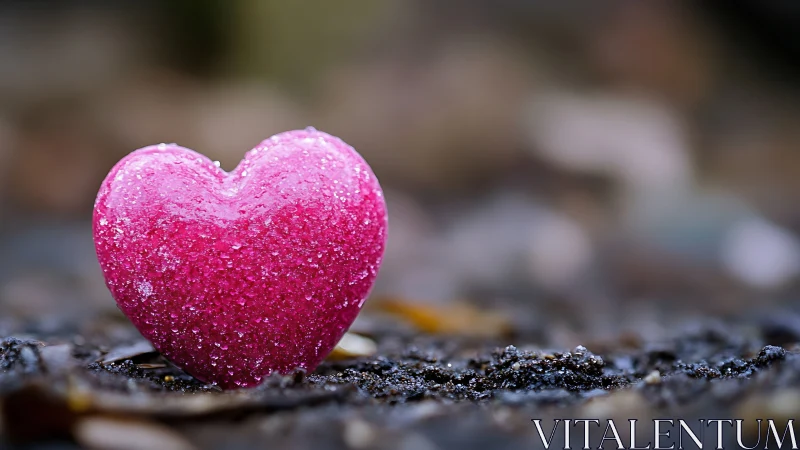 Crystalline Heart on Textured Ground. Macro.
