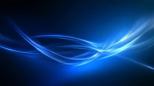 Luminous blue energy waves flow across a deep digital void