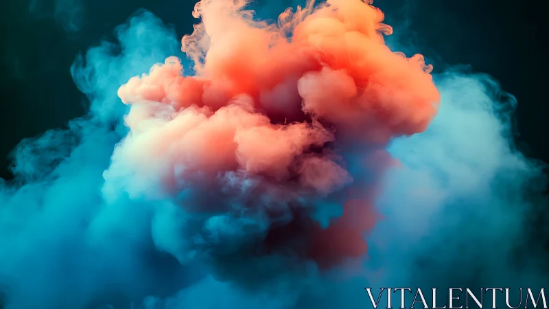 Bicolor volumetric smoke cloud with cyan and coral gradients.
