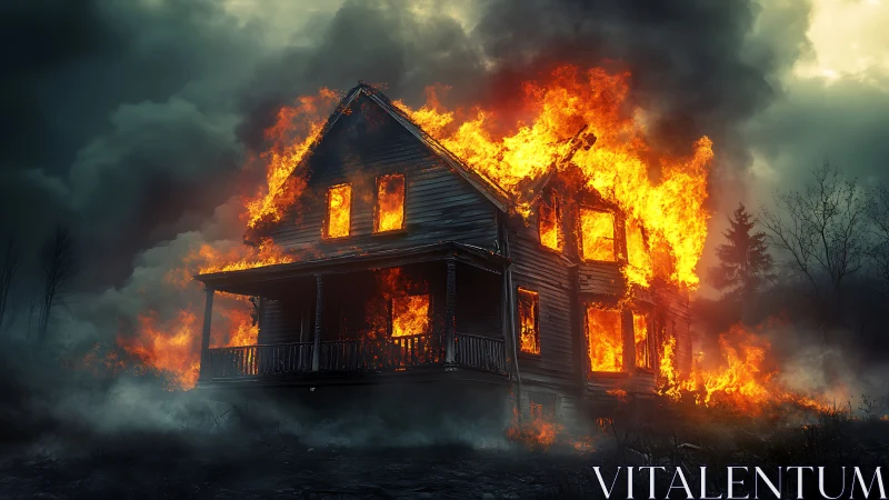 Victorian Inferno: Timber Dreams Consumed by Apocalyptic Flame.
