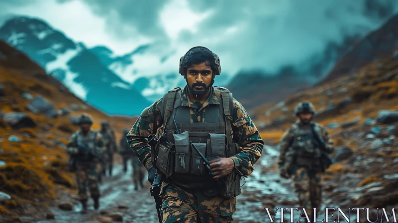 Mountain patrol under stormy skies and quiet resolve.