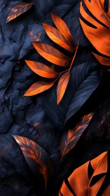 Ember leaves drifting across midnight stone and shadow.