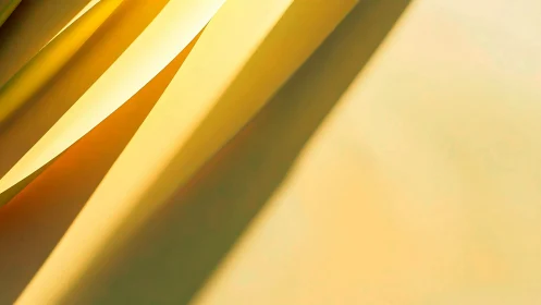 Oblique yellow paper planes cast elongated abstract shadows