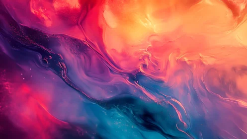 Radiant nebula swirls blend fiery orange with deep indigo hues.