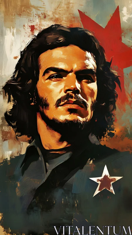 Textured revolutionary portrait uses bold brush strokes and chiaroscuro