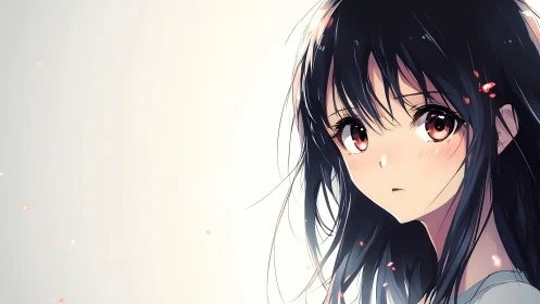 Side-profile anime portrait shows girl with dark hair looking back