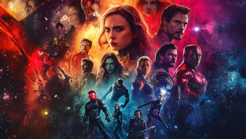 Epic cosmic heroes assemble against a swirling galactic war