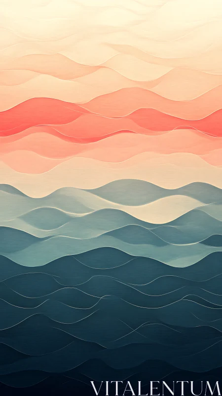 Stratified wave layers form gradient seascape with soft tonal transitions