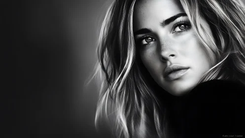 Gaze of quiet thunder in monochrome cinematic portrait.