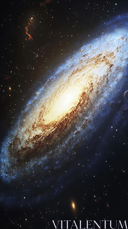 Spiral galaxy viewed edge-on with bright central bulge