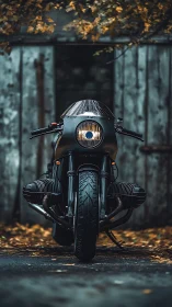 Custom cafe racer stands bold in a moody autumn alleyway