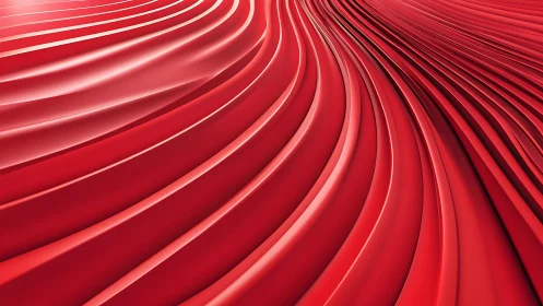 Dynamic red abstract waves in modern 3D digital art style.
