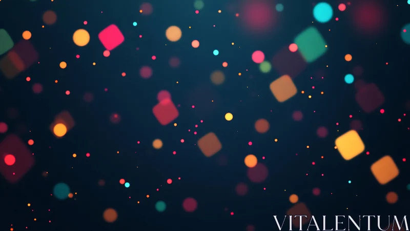 Floating neon pixels drift like soft confetti through night