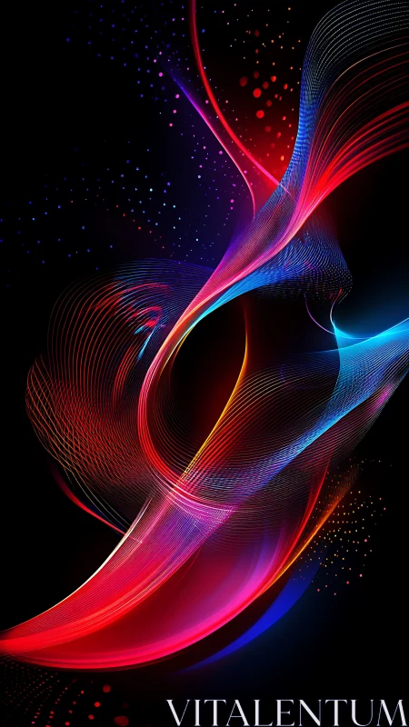 Luminous neon ribbons swirling through a dreamy dark night.