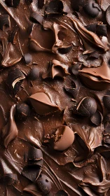 Swirls of molten chocolate chaos with glossy truffle constellations.