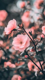 Pink Blossoms on Dark Branches with Soft Bokeh.
